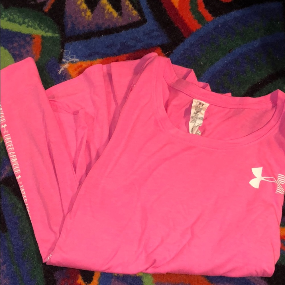 Long sleeve pink under amour shirt